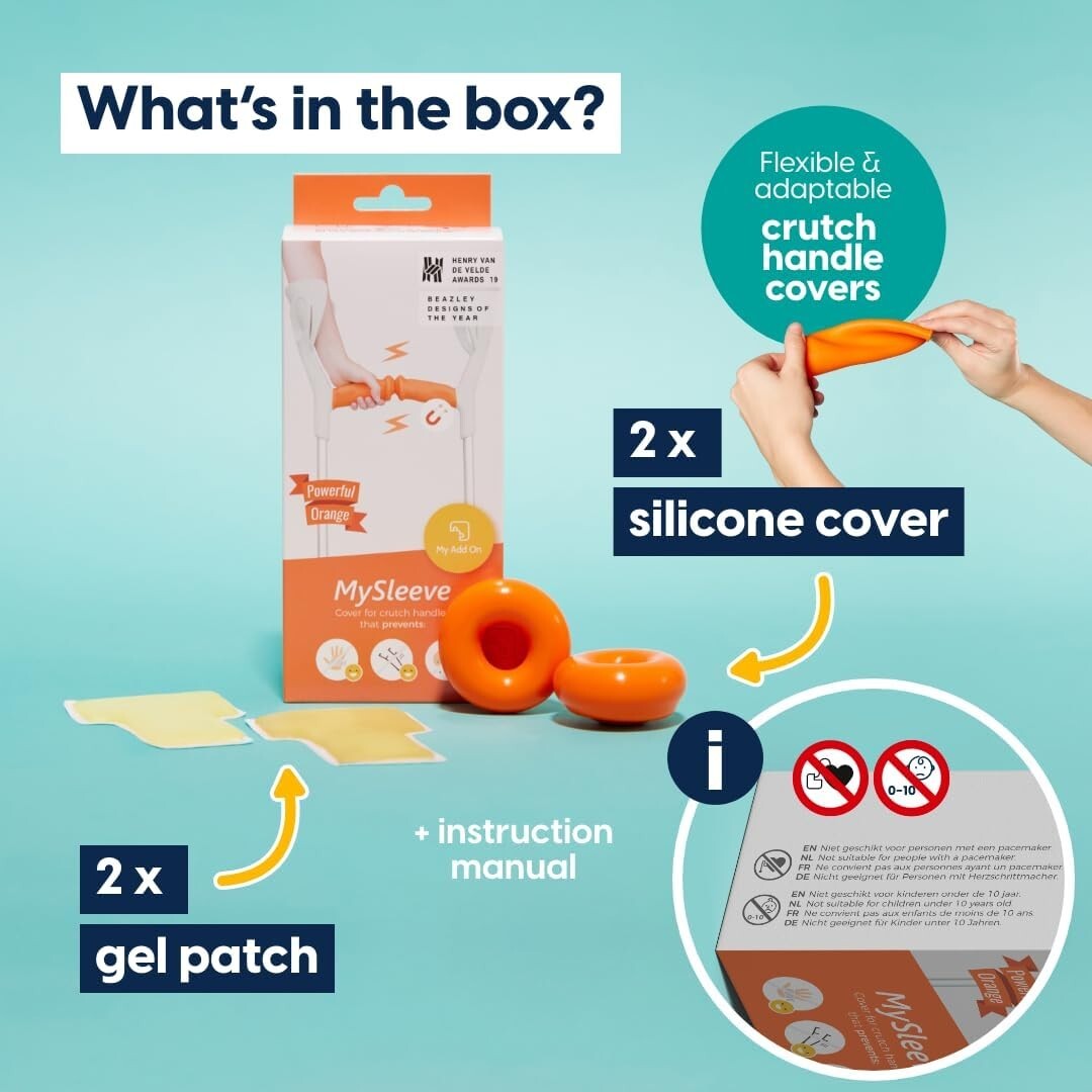 Ergonomic Crutch Handle Grips with Easy-Clean Silicone - Set of 2, Prevent Falls