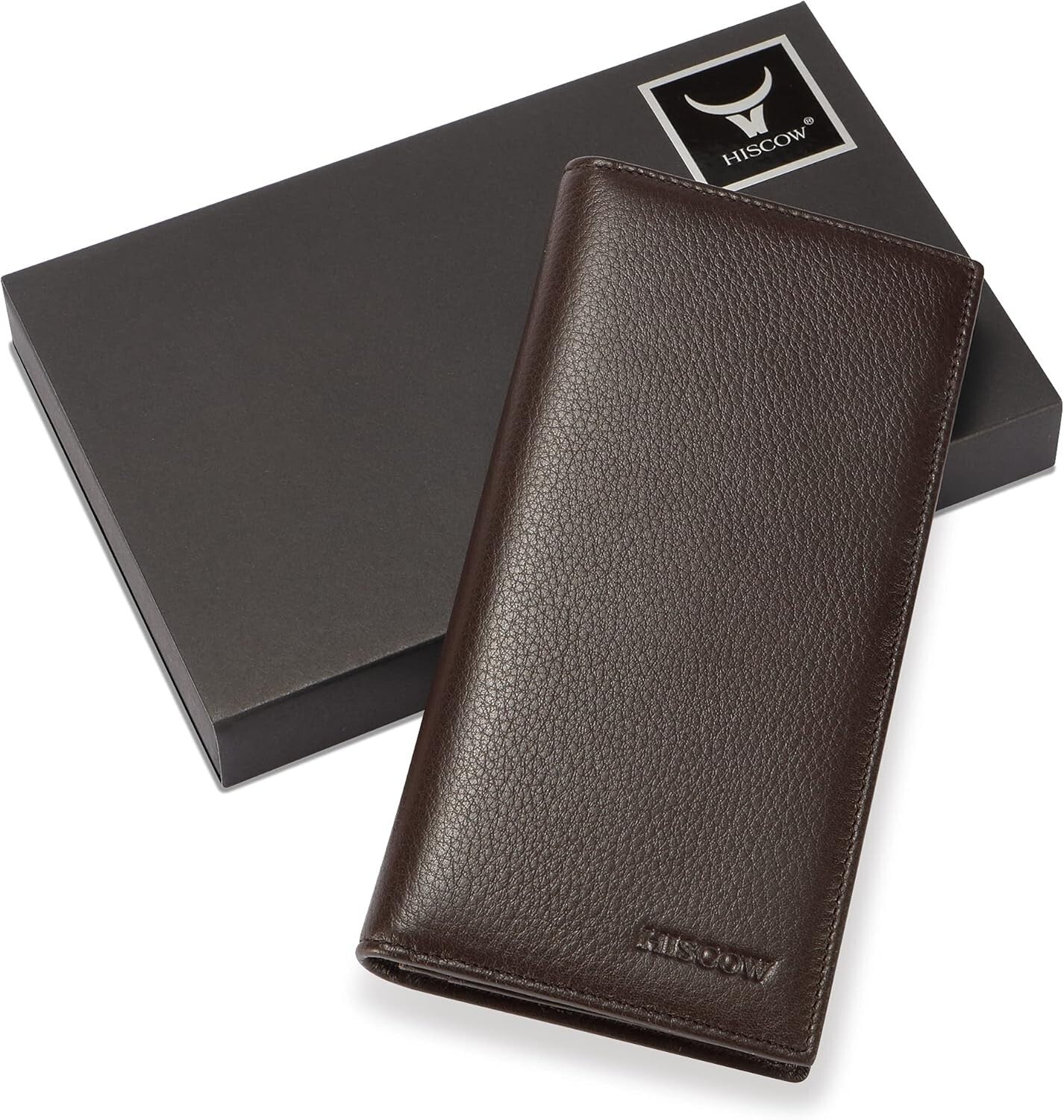Elegant Bifold Long Wallet in Genuine Pebbled Leather - 15 Card Holders Included