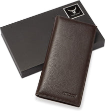 Load image into Gallery viewer, Elegant Bifold Long Wallet in Genuine Pebbled Leather - 15 Card Holders Included