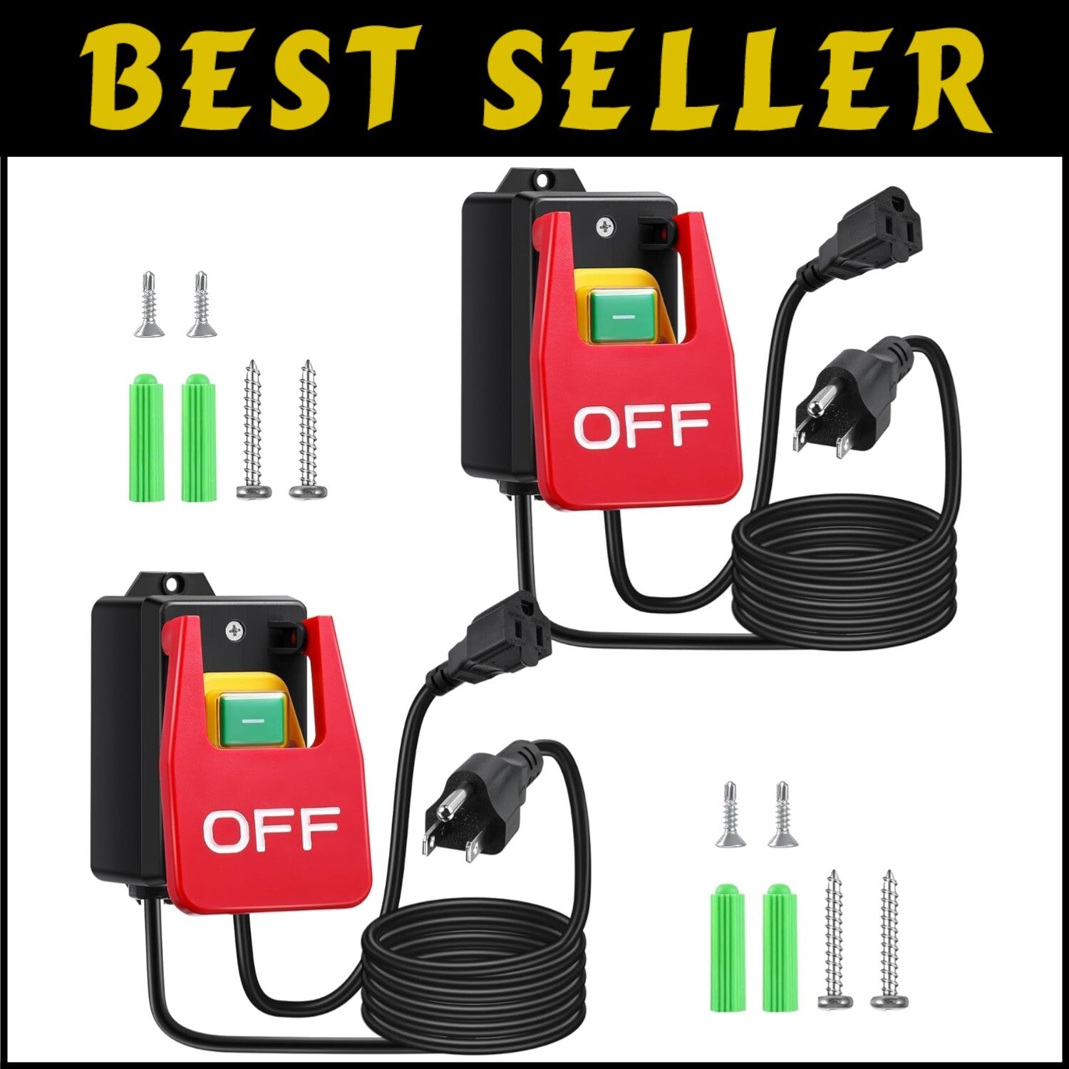 Safety Switch 2-Pack: 120V Router Table Toggle with Large Emergency Paddle