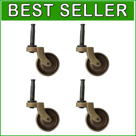 Antique Brass Caster Wheels - 4-Pack Heavy Duty Swivel Casters for Furniture
