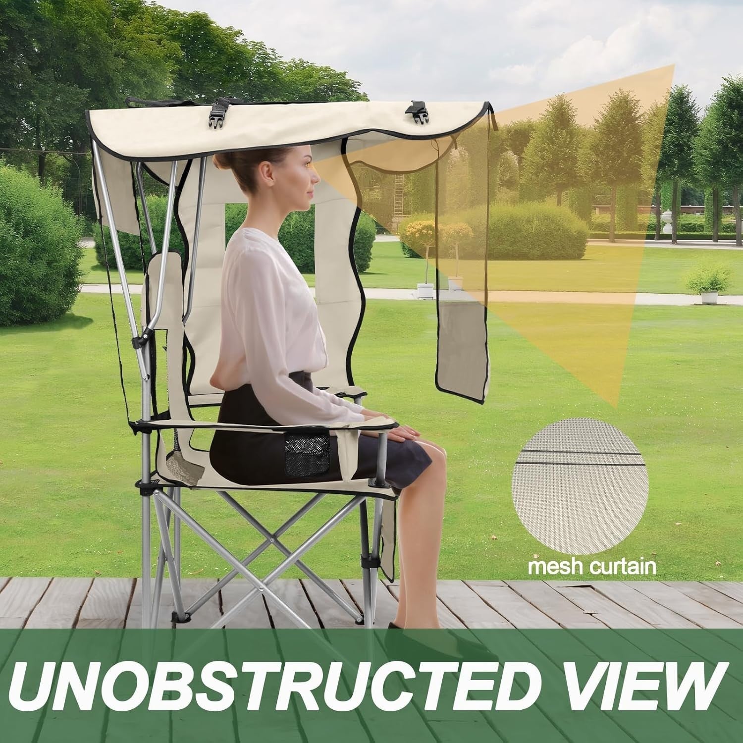 Heavy-Duty Camping Chair with Retractable Canopy & Extra Storage for Outdoors