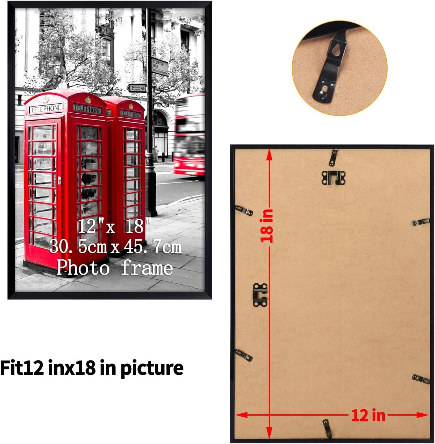 Elegant Set of 7 Black 12x18 Picture Frames for Wall Display - Versatile Style