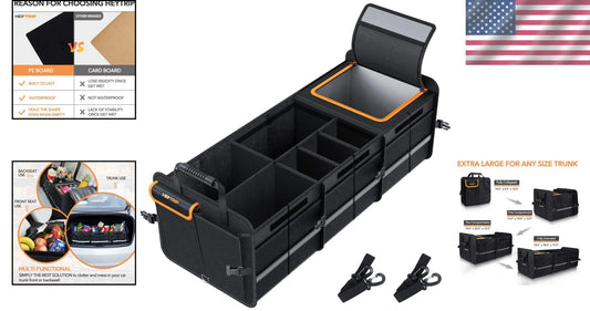 Automotive Storage Solution: Large Trunk Organizer with Tie-Down Straps & Cooler