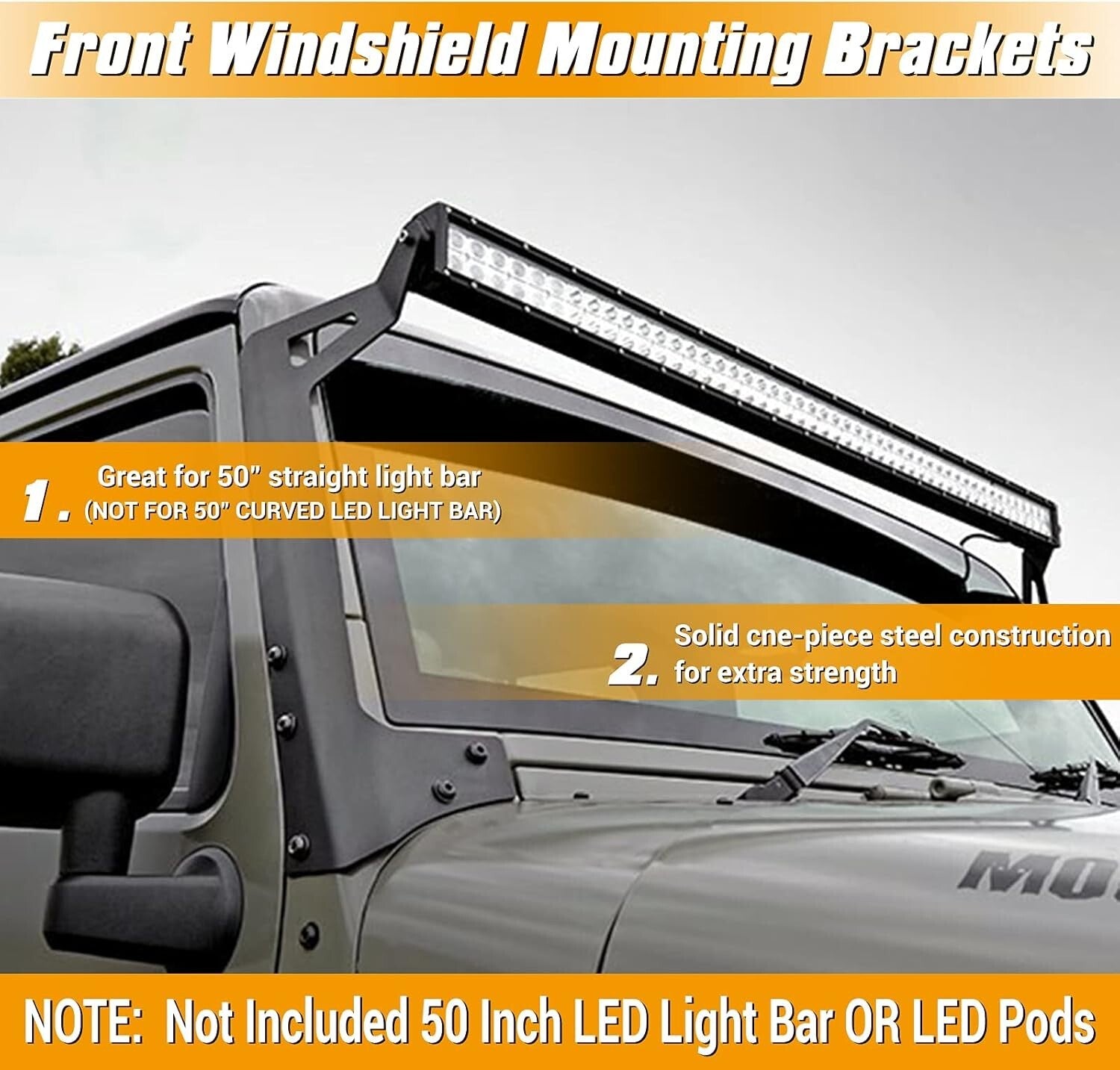 Heavy-Duty Jeep Wrangler TJ/LJ Light Bar Brackets for Secure Lighting Solutions