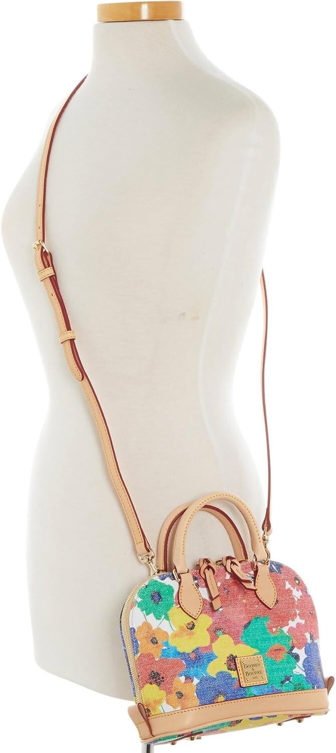 Elegant Watercolor Print Handbag - Durable Cotton with Zipper Closure