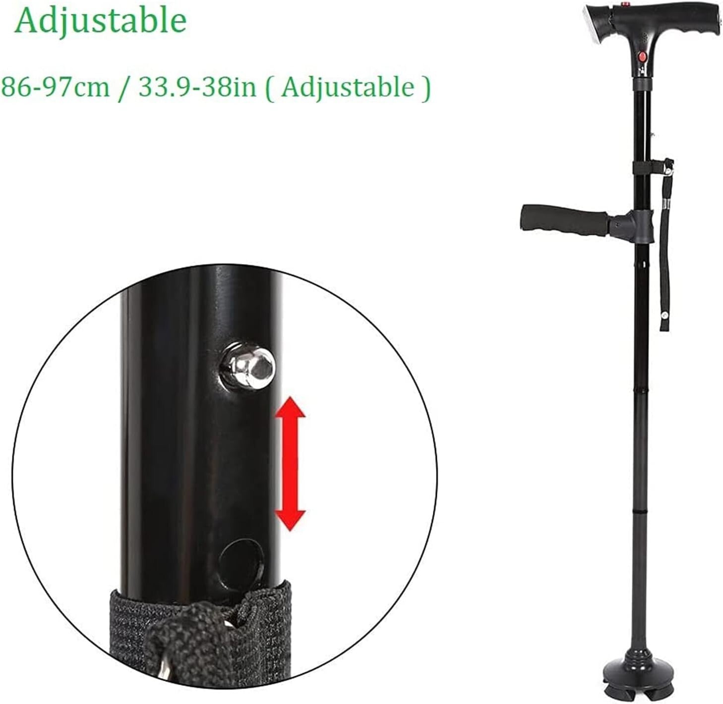 Versatile Walking Cane for Men & Women - Adjustable Length & Built-in Light