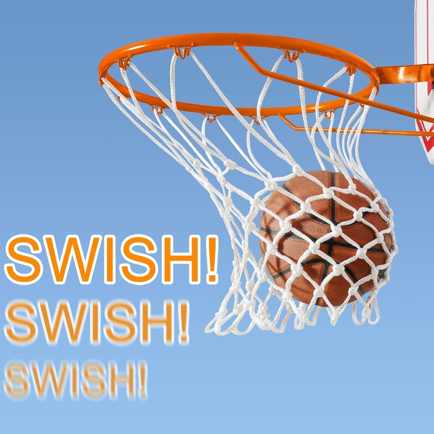 Durable Polyester Basketball Net Replacement - 6 Pcs for 21" Indoor/Outdoor Use