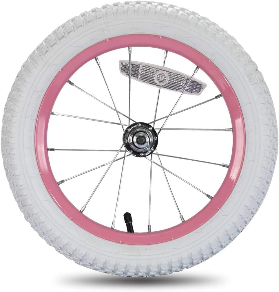 14 Inch Kids Bike Replacement Wheel with Solid Rubber Tire in Pink & Black