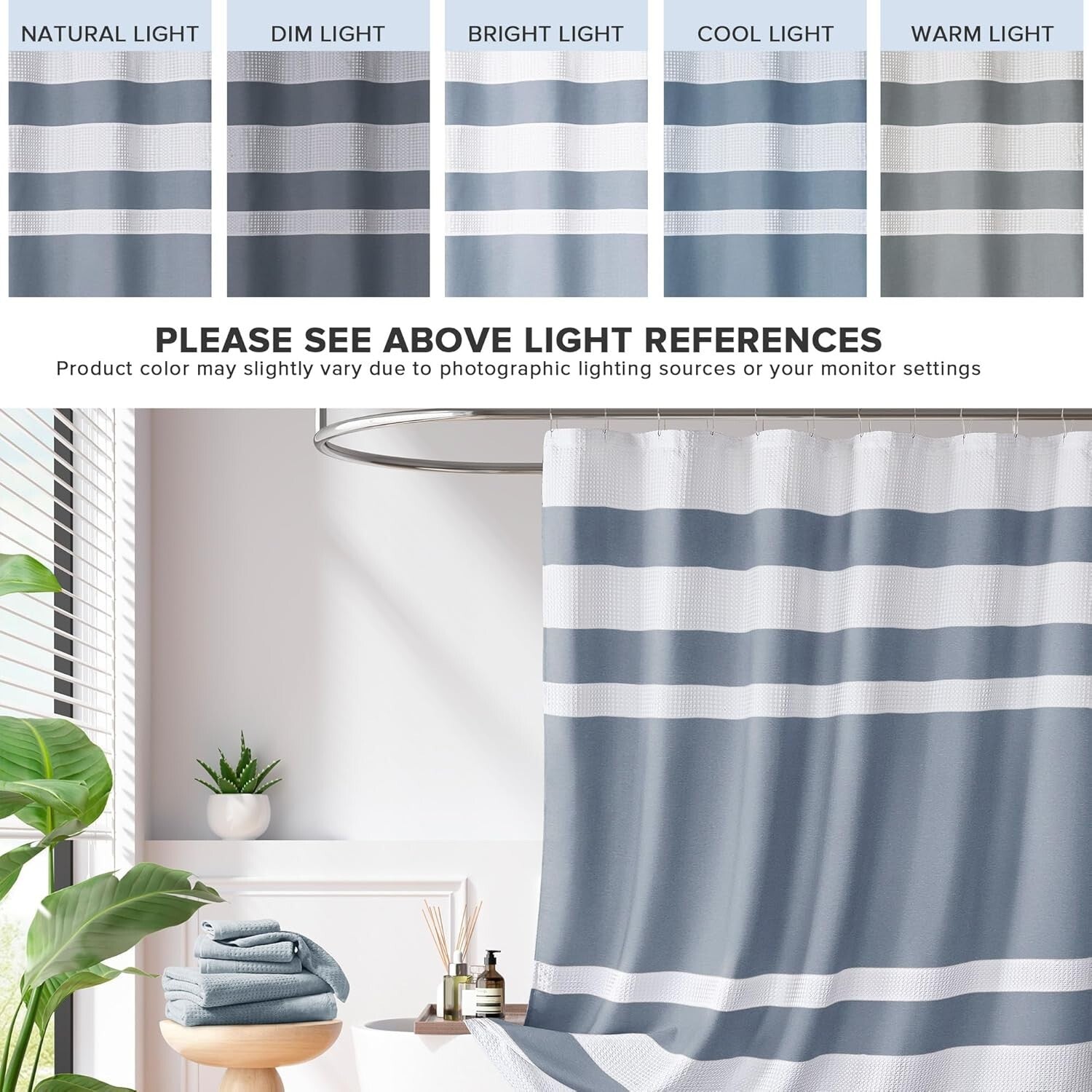 Spa-Quality Indigo Waffle Weave Shower Curtain - 72x84 Modern Bathroom Elegance