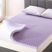 Load image into Gallery viewer, Lavender Infused King Size Memory Foam Mattress Topper with Egg Crate Design