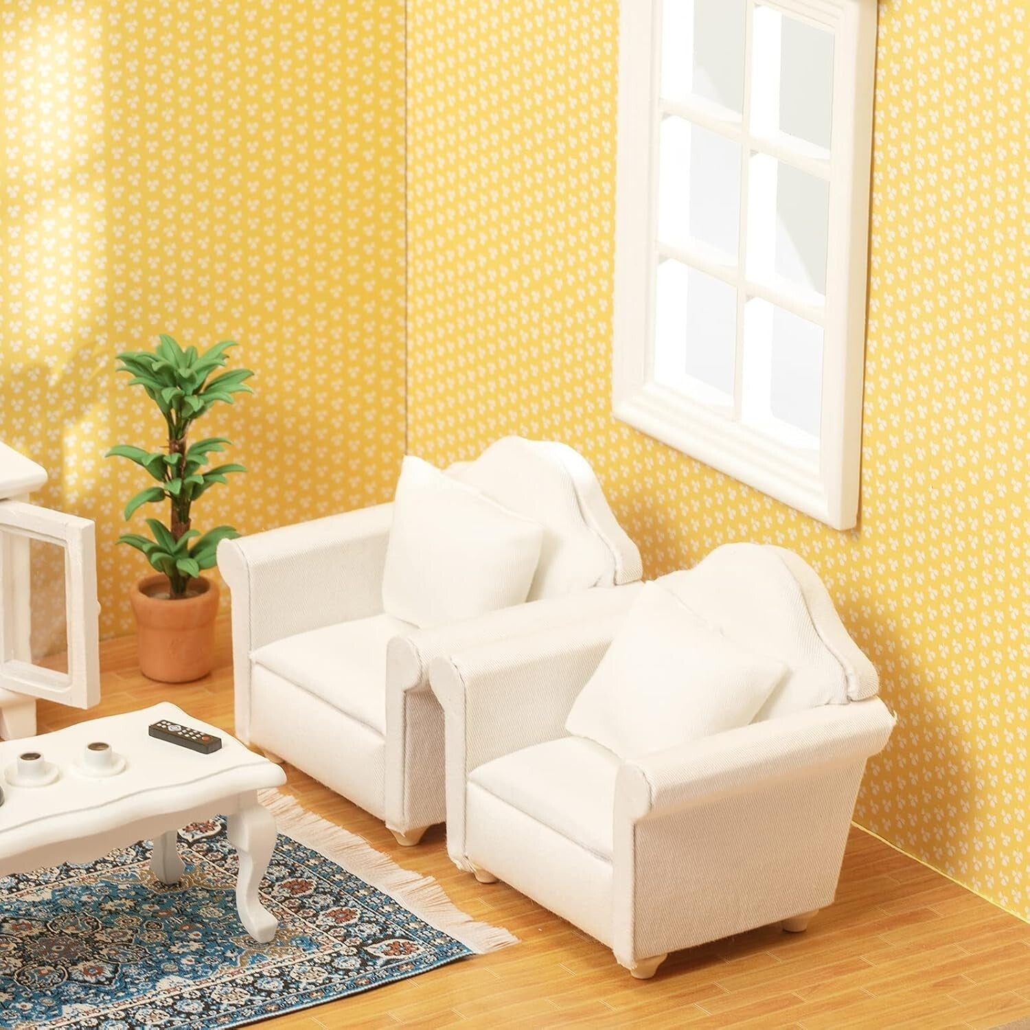 Elegant 1:12 Scale Dollhouse Furniture Kit - Includes Sofa, TV & Accessories