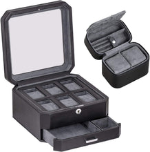 Load image into Gallery viewer, Stylish Watch Storage Gift Set: 6 Slot Leather Box &amp; Travel Case for Men &amp; Women