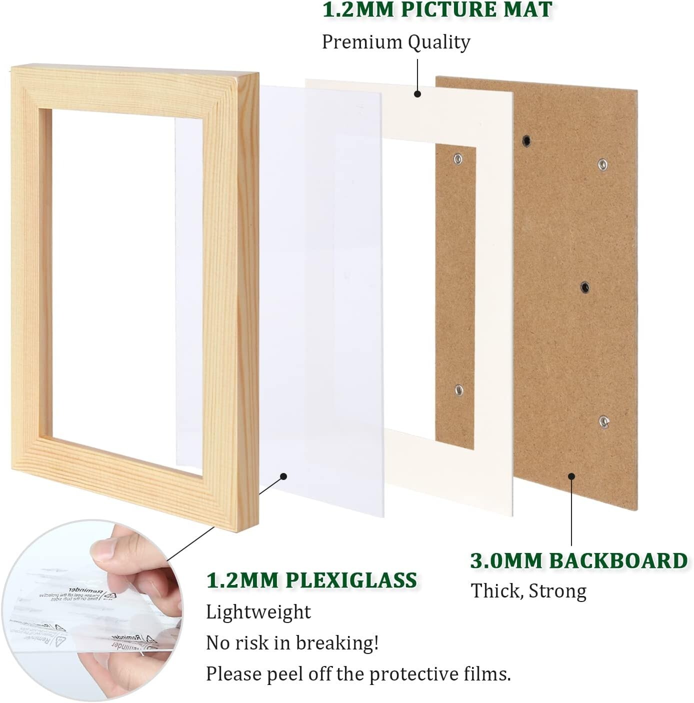 Durable Natural Wood Poster Frame Set, Shatterproof 24x36 for Cherished Moments