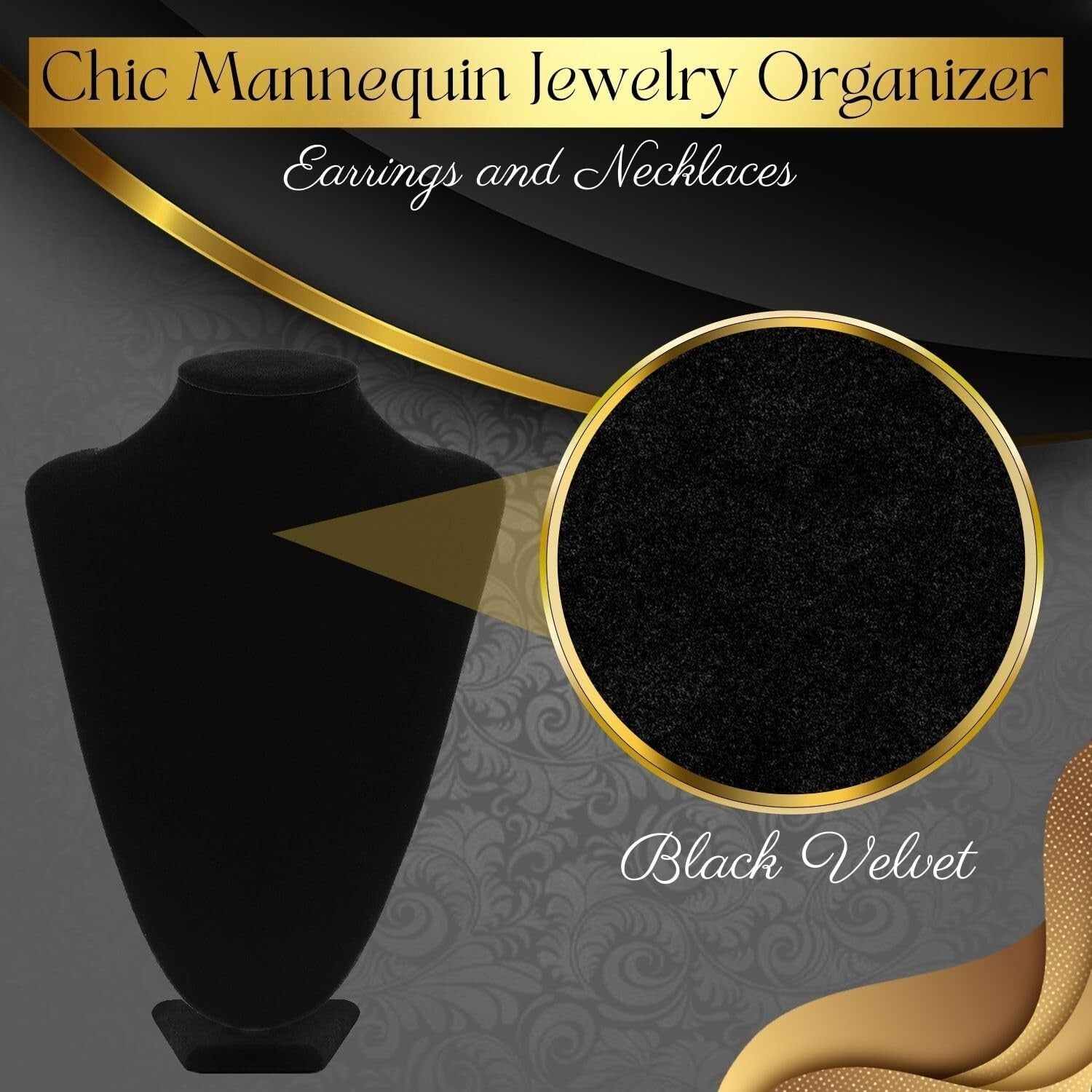 Elegant Black Velvet Necklace Bust Display Stand - 10 Inch, 6 Pack for Boutique