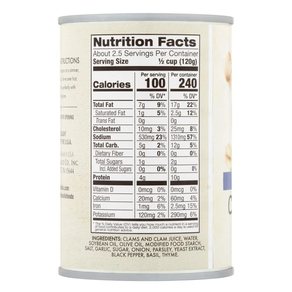 Authentic Italian Clam Sauce - 10.5 oz Cans, 12 Pack, Family Recipe Since 1950