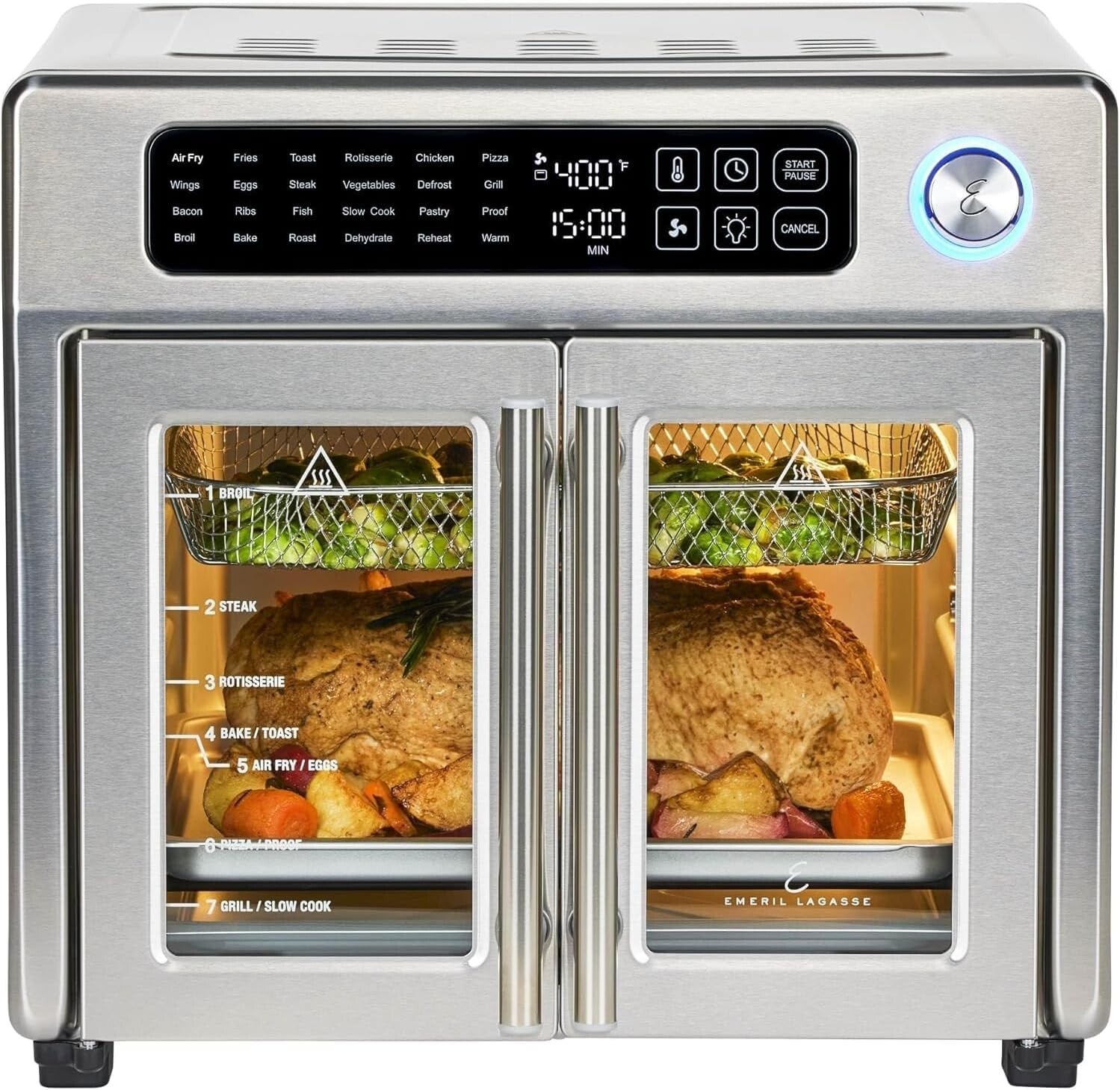 Multi-Cooking French Door Air Fryer & Toaster Oven - 24 Presets, 7 Accessories