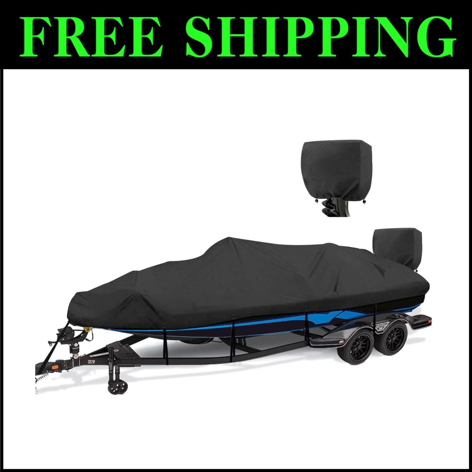 1200D Waterproof Boat Cover - Fits 16-18.5ft, Heavy Duty with Windproof Straps