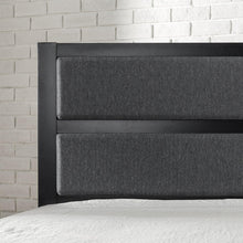 Load image into Gallery viewer, Elegant Queen Grey Upholstered Metal Headboard – Easy Assembly with Style