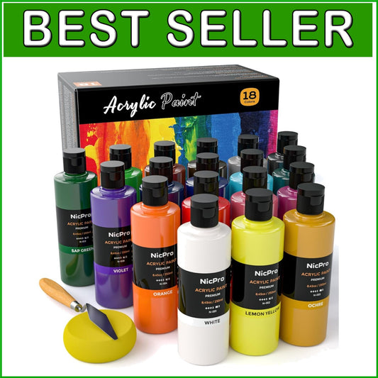 Premium 18-Color Acrylic Paint Bundle - 8.45 Fl Oz Bottles for All Surfaces