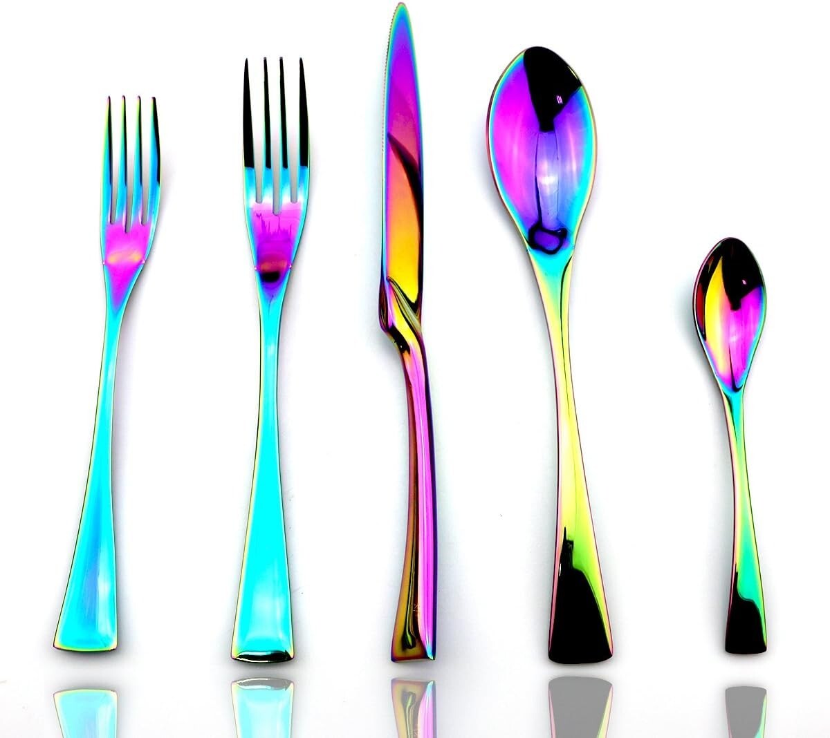 20-Piece Luxury Iridescent Flatware Set - Elegant Stainless Steel Silverware