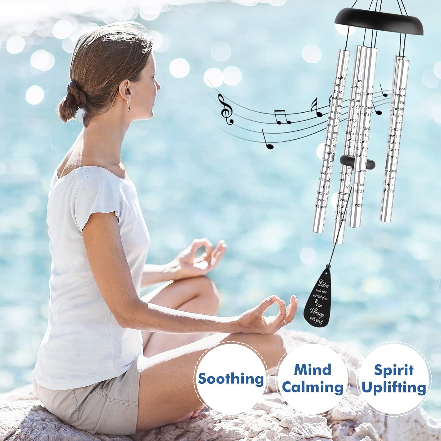 Deep Tone 36'' Sympathy Wind Chimes with Touching Poem - Lasting Memorial Gift