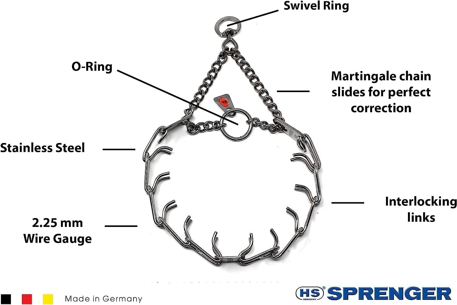 Adjustable Stainless Steel Pinch Collar with Swivel Attachment for Small Breeds