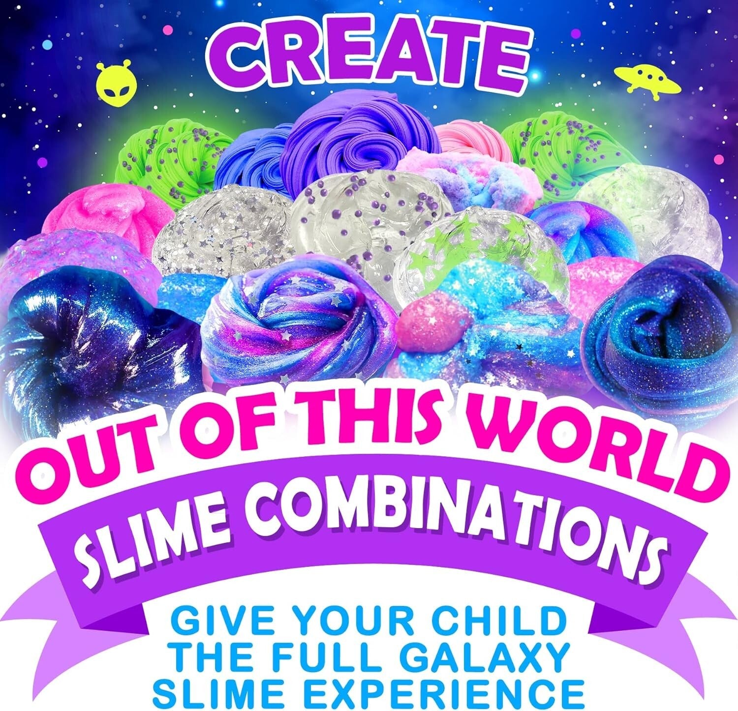25-Piece Glow in The Dark Galaxy Slime Craft Kit - Fun Easter Gift for Girls