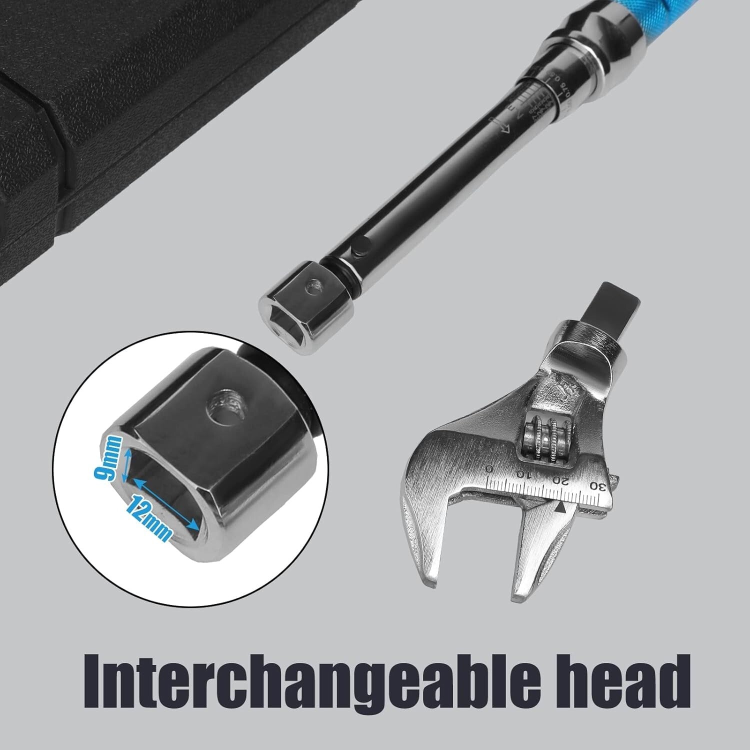 Adjustable 5-30 Nm Click Torque Wrench with Interchangeable Heads - HVAC & Auto