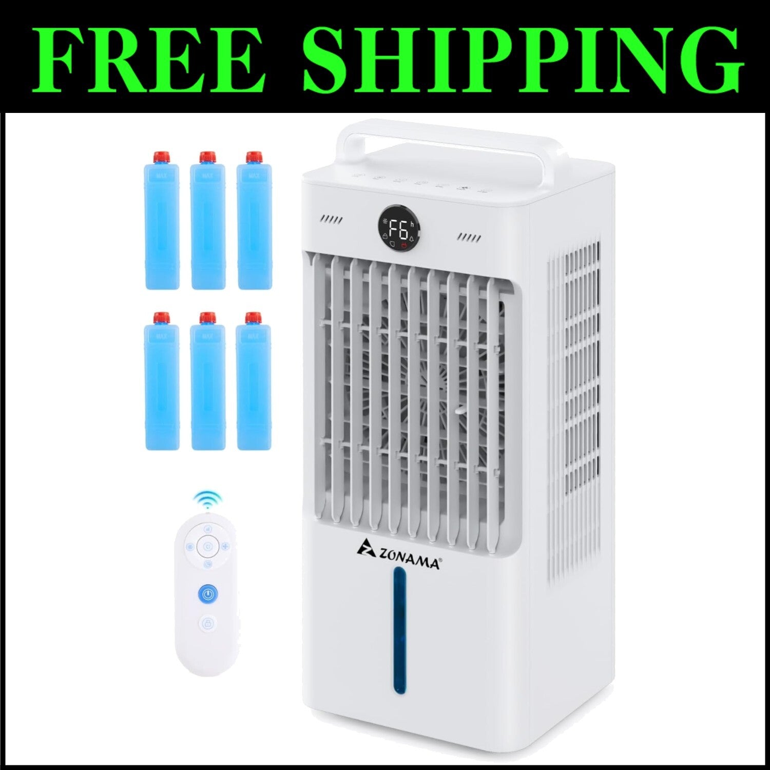 Energy-Efficient 3-in-1 Portable Air Cooler with Remote Control & 2.64-Gal Tank