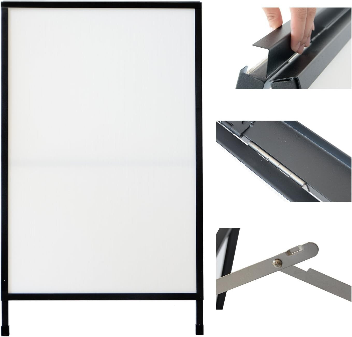 Portable Black Steel 24x36 Inch Sidewalk Sign with Corrugated Plastic Boards