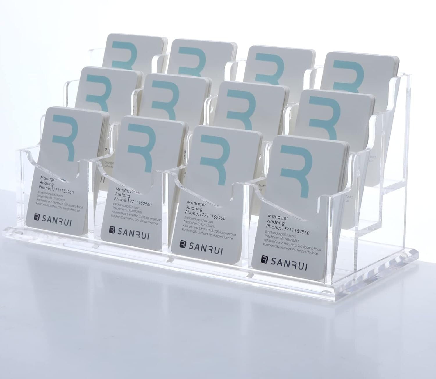 Elegant 3-Tier Acrylic Business Card Holder - Clear Display for Professionals