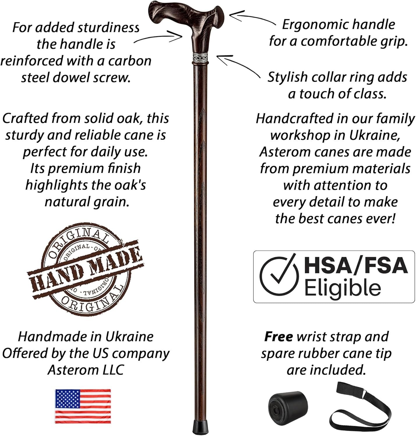 Fashionable & Ergonomic 33-Inch Walking Stick for Unisex Seniors - FSA Eligible