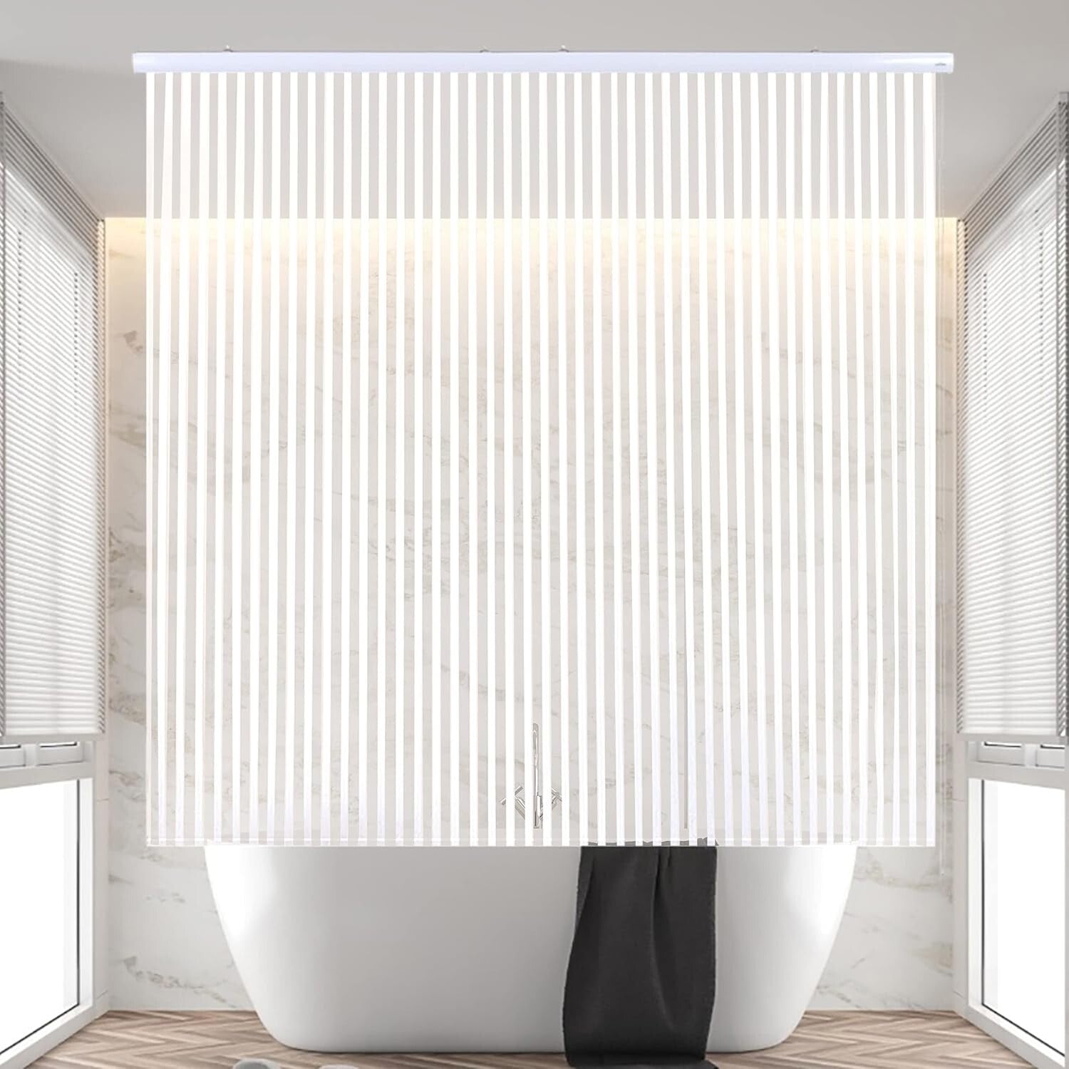 Elegant Waterproof PEVA Roll-Up Shower Curtain - Hookless & Heavy-Duty 56"x95"