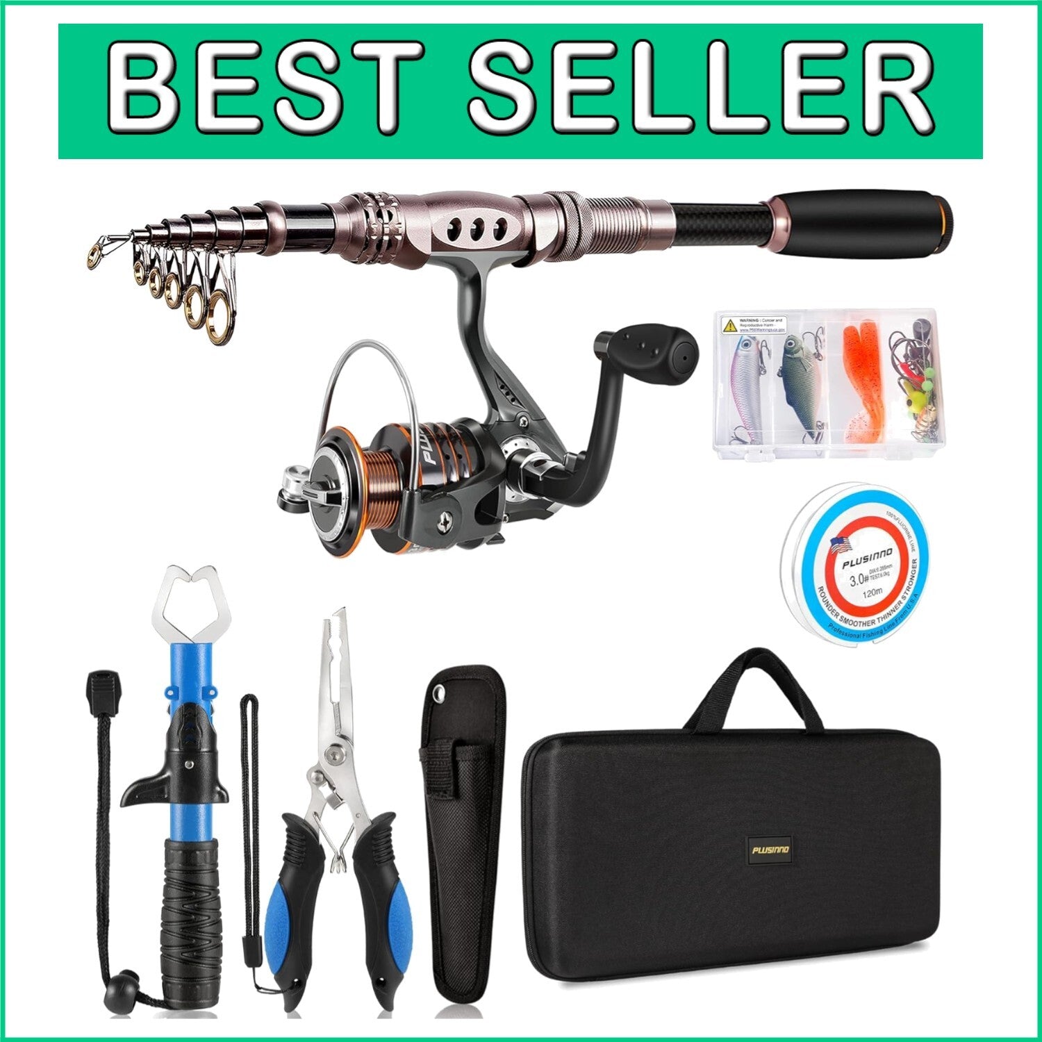 Complete 1.8m Fishing Pole and Reel Set - Durable Carbon Fiber and Accessories