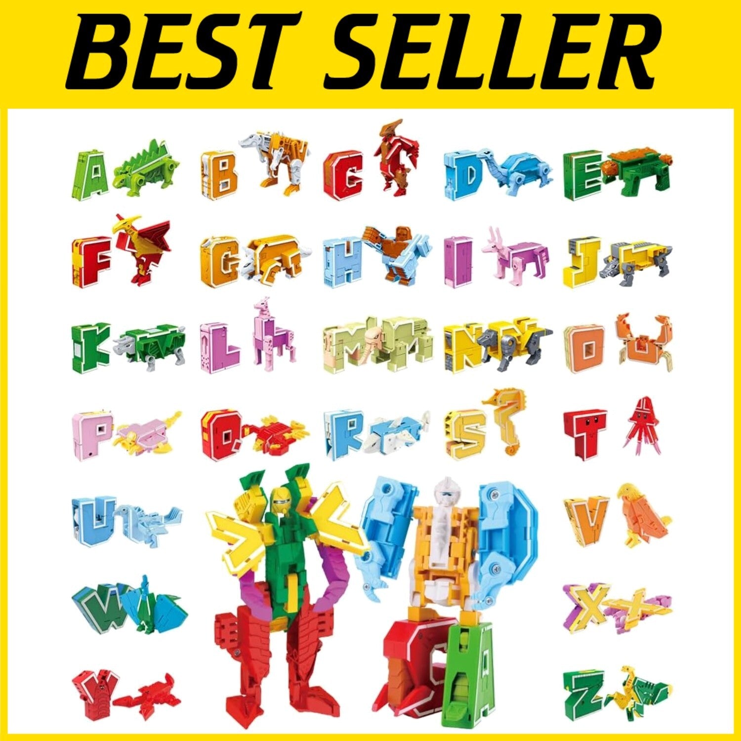 Eco-Friendly 26 Piece Alphabet Animals - Interactive STEM Learning for Toddlers