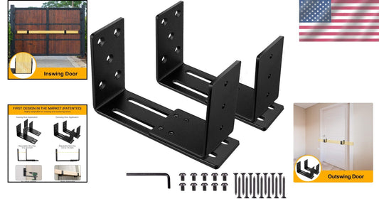 Industrial-Grade Security Door Brackets - 2pcs Powder-Coated Steel Set