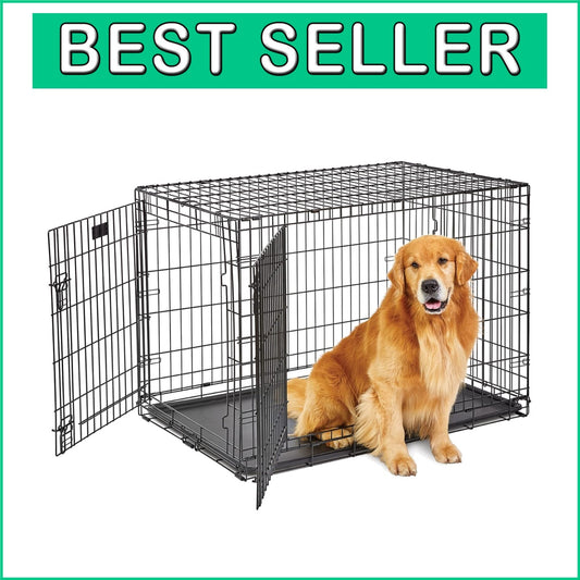 Life Stages 42" Metal Dog Crate with Enhanced Security for Large Dogs 71-90lbs