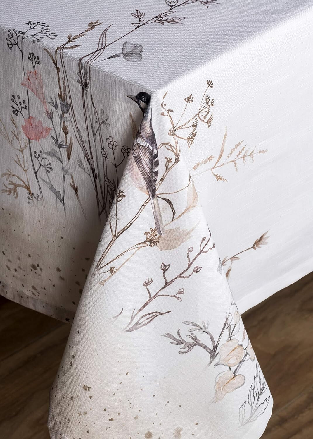 Versatile Cotton Tablecloth 60" x 108" - Textured Design in Brown Florals