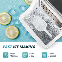 Load image into Gallery viewer, Portable Self-Cleaning Ice Cube Maker - 45Lbs Daily, 24 Cubes Every 13 Mins