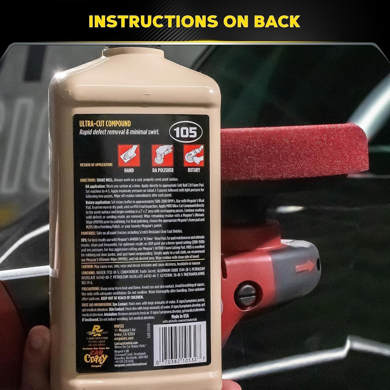 Meguiar’s M105 Mirror Glaze Ultra-Cut Compound 32 Oz - Showroom Shine Restorer