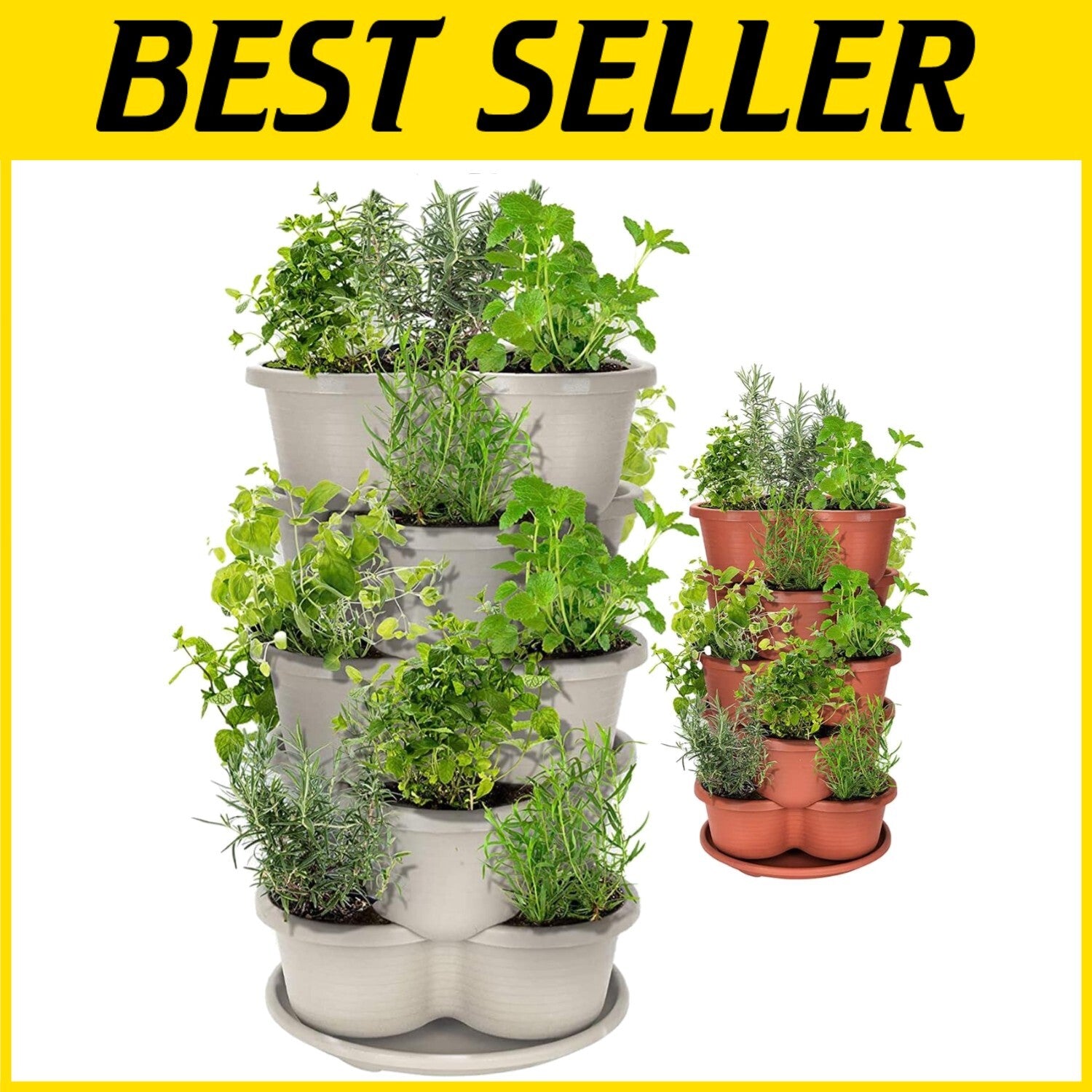Durable Off-White 5-Tier Vertical Planter for Easy Indoor/Outdoor Gardening