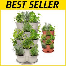 Load image into Gallery viewer, Durable Off-White 5-Tier Vertical Planter for Easy Indoor/Outdoor Gardening