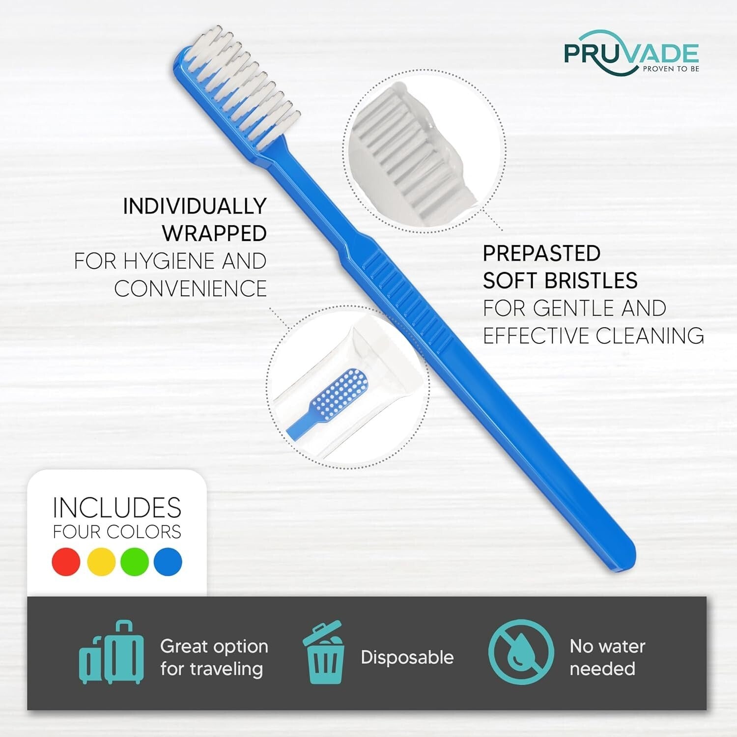 Essential 150 Count Disposable Toothbrush Set - Waterless Mint Flavor for Travel