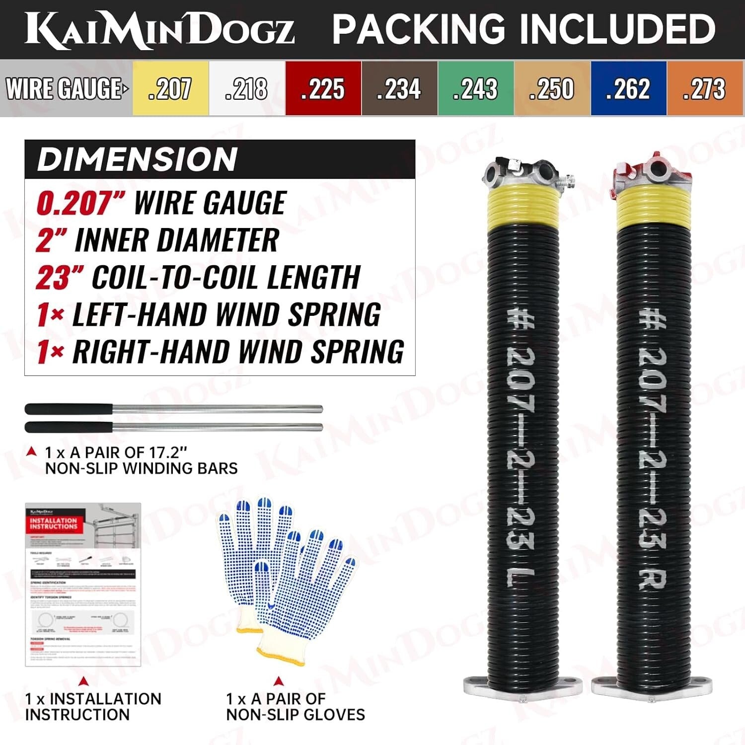 Durable 2" Garage Door Torsion Springs Set with Non-Slip Tools - 16,000 Cycles