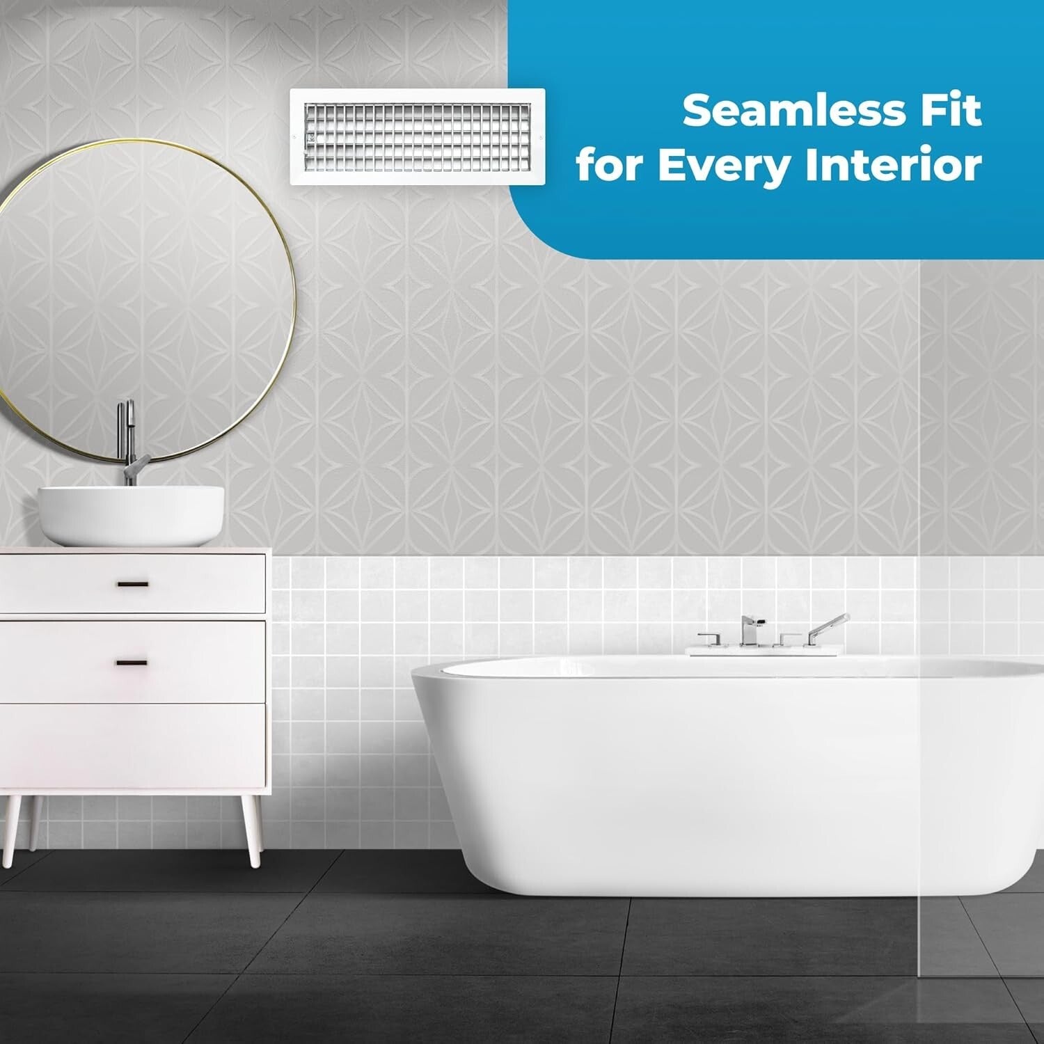 18 x 6 Inch Adjustable Air Vent Grille, Rust-Resistant and Elegant White Finish