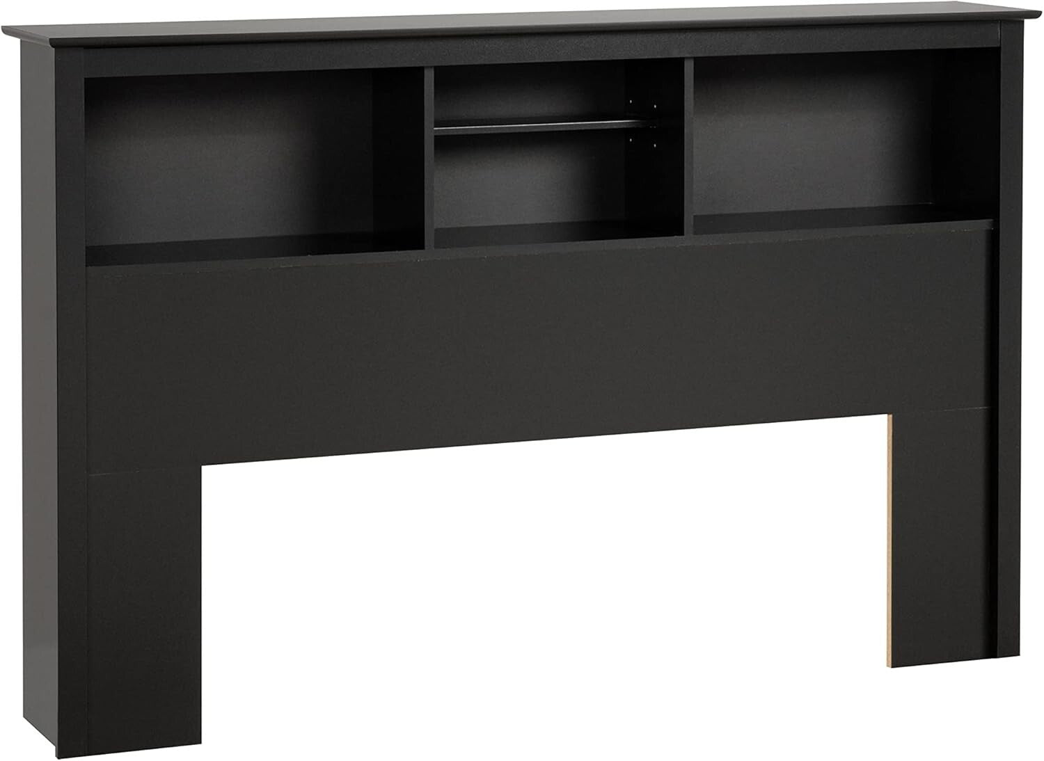 Functional Black Bookcase Headboard for Full/Queen Beds - 3 Storage Compartments