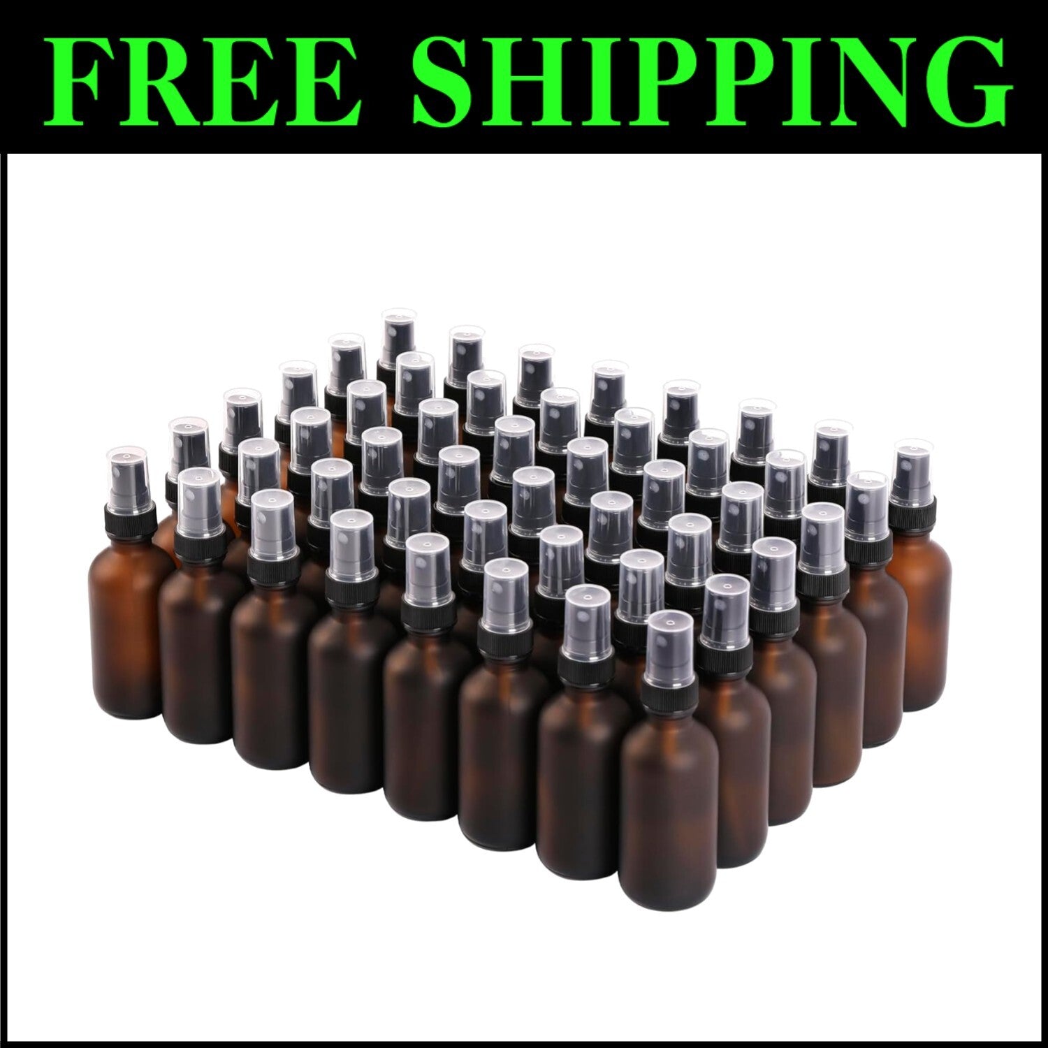 Multi-Purpose 2 oz Reusable Amber Spray Bottles - 48 Pack for Beauty & Cleaning