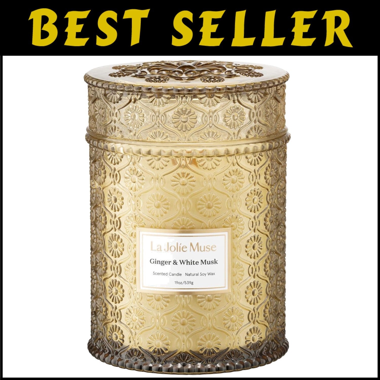Artistic 19oz Ginger & White Musk Candle - Clean, Vegan Luxury Home Fragrance
