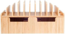 Load image into Gallery viewer, Sustainable Bamboo Charging Station: 10 Ports for Classrooms &amp; Corporate Spaces